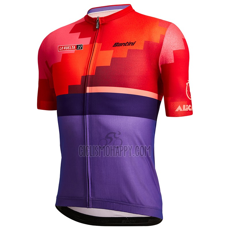 Vuelta Espana Cycling Jersey Bib Short 2022 Men Short Sleeve Red Purple